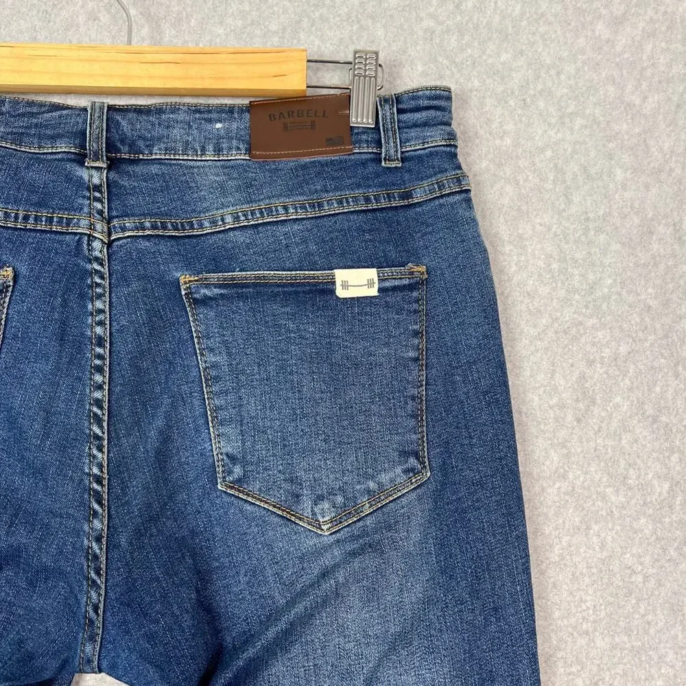Barbell Apparel Mens 30 Slim Fit Straight Leg Jeans Blue Stretch Denim